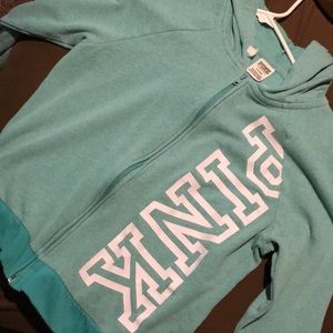 Medium light blue , pink zip up